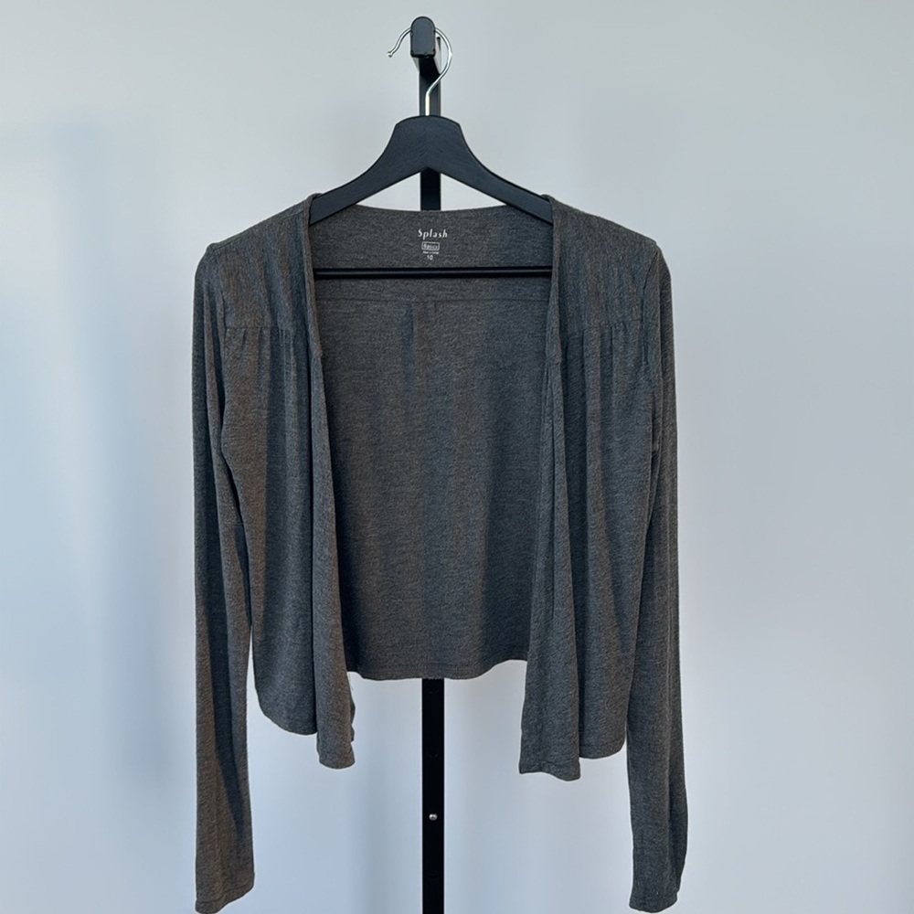 Splash Basics Women’s Open Front Long Sleeve Gray Cardigan Size 10